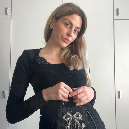 Self-Portrait Mini Bow Crystal Stud Earrings