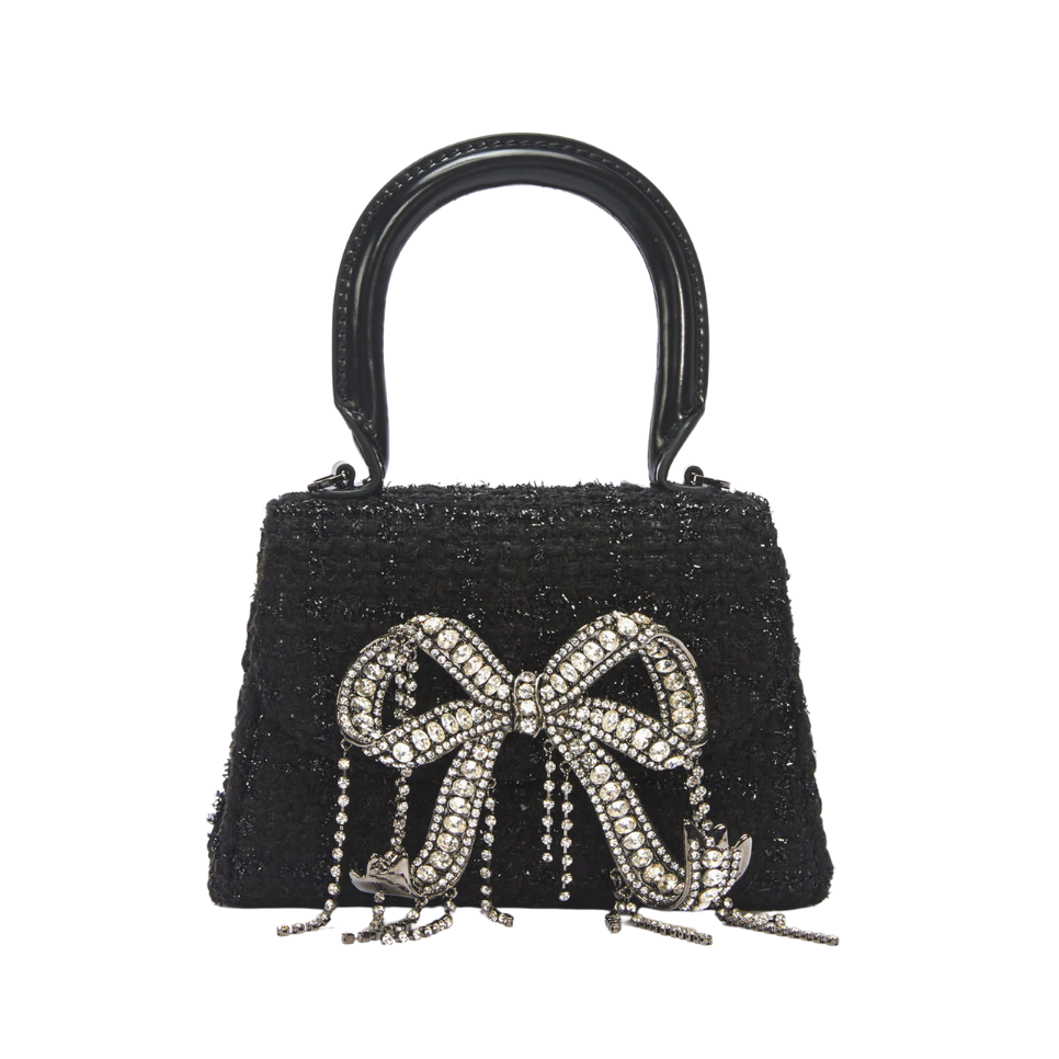 Self-Portrait Micro bouclé bow bag