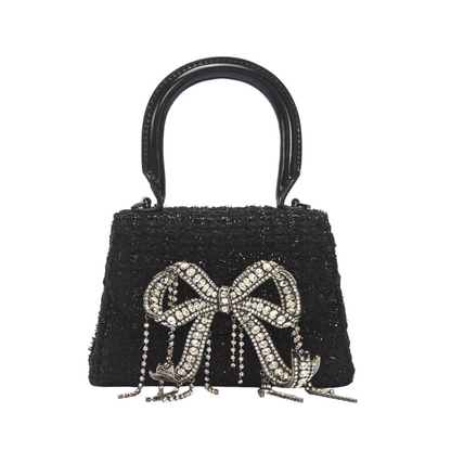 Self-Portrait Micro bouclé bow bag