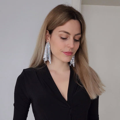 Rosantica Mesh Pendant Earrings Silver