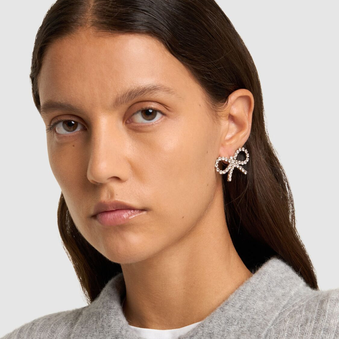 Self-Portrait Mini Bow Crystal Stud Earrings